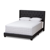 Baxton Studio Brady Modern and Contemporary Charcoal Grey Fabric Upholstered King Size Bed