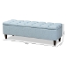 Baxton Studio Brette Mid-Century Modern Light Blue Fabric Upholstered Dark Brown Finished Wood Storage Bench Ottoman - BBT3162-Light Blue-Otto