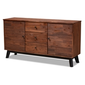Baxton Studio Calla Modern and Contemporary Brown and Black Oak Finished 2-Door Wood Sideboard Buffet Baxton Studio restaurant furniture, hotel furniture, commercial furniture, wholesale dining furniture, wholesale counter sideboard, classic sideboard