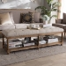 Baxton Studio Celeste French Country Weathered Oak Beige Linen Upholstered Ottoman Bench - TSF-9336-Beige-Bench