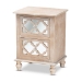 Baxton Studio Celia Transitional Rustic French Country White-Washed Wood and Mirror 2-Drawer Quatrefoil End Table - JY17A039-Natural Brown/Silver-ET