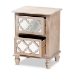 Baxton Studio Celia Transitional Rustic French Country White-Washed Wood and Mirror 2-Drawer Quatrefoil End Table - JY17A039-Natural Brown/Silver-ET