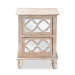 Baxton Studio Celia Transitional Rustic French Country White-Washed Wood and Mirror 2-Drawer Quatrefoil End Table - JY17A039-Natural Brown/Silver-ET