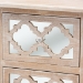 Baxton Studio Celia Transitional Rustic French Country White-Washed Wood and Mirror 2-Drawer Quatrefoil End Table - JY17A039-Natural Brown/Silver-ET
