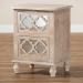 Baxton Studio Celia Transitional Rustic French Country White-Washed Wood and Mirror 2-Drawer Quatrefoil End Table - JY17A039-Natural Brown/Silver-ET