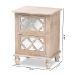 Baxton Studio Celia Transitional Rustic French Country White-Washed Wood and Mirror 2-Drawer Quatrefoil End Table - JY17A039-Natural Brown/Silver-ET