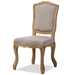 Baxton Studio Chateauneuf French Vintage Cottage Weathered Oak Beige Fabric Upholstered Dining Side Chair - TSF-9345