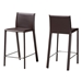 Baxton Studio Crawford Brown Leather 2-Piece Counter Height Stool Set - ALC-1822A-65 Brown
