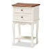 Baxton Studio Darla Classic and Traditional French White and Cherry Brown Finished Wood 2-Drawer End Table