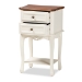 Baxton Studio Darla Classic and Traditional French White and Cherry Brown Finished Wood 2-Drawer End Table - JY-132041-2DW ET