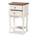 Baxton Studio Darla Classic and Traditional French White and Cherry Brown Finished Wood 2-Drawer End Table - JY-132041-2DW ET