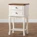 Baxton Studio Darla Classic and Traditional French White and Cherry Brown Finished Wood 2-Drawer End Table - JY-132041-2DW ET