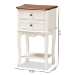 Baxton Studio Darla Classic and Traditional French White and Cherry Brown Finished Wood 2-Drawer End Table - JY-132041-2DW ET