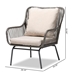 Baxton Studio Dermot Modern and Contemporary Beige Fabric and Grey Synthetic Rattan Upholstered 2-Piece Patio Chair Set - FY-0009-Faux Rattan Grey-Chair