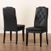 Baxton Studio Dylin Modern and Contemporary Black Faux Leather Button-Tufted Nail heads Trim Dining Chair - BBT5158-Black