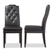 Baxton Studio Dylin Modern and Contemporary Black Faux Leather Button-Tufted Nail heads Trim Dining Chair - BBT5158-Black