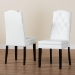 Baxton Studio Dylin Modern and Contemporary White Faux Leather Button-Tufted Nail heads Trim Dining Chair - BBT5158-White