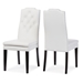 Baxton Studio Dylin Modern and Contemporary White Faux Leather Button-Tufted Nail heads Trim Dining Chair - BBT5158-White