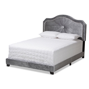Baxton Studio Embla Modern and Contemporary Grey Velvet Fabric Upholstered King Size Bed Baxton Studio restaurant furniture, hotel furniture, commercial furniture, wholesale living room furniture, wholesale king bed, classic king bed