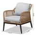 Baxton Studio Endecott Modern and Contemporary Grey Fabric Upholstered and Brown Synthetic Rattan 2-Piece Patio Chair Set - FY-0008-Faux Rattan Tan-Chair