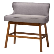 Baxton Studio Gradisca Modern and Contemporary Grey Fabric Button-tufted Upholstered Bar Bench Banquette Baxton Studio restaurant furniture, hotel furniture, commercial furniture, wholesale living room furniture, wholesale ottomans , classic standard ottomans