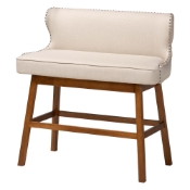 Baxton Studio Gradisca Modern and Contemporary Light Beige Fabric Button-tufted Upholstered Bar Bench Banquette Baxton Studio restaurant furniture, hotel furniture, commercial furniture, wholesale living room furniture, wholesale ottomans , classic standard ottomans