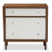 Baxton Studio Harlow Mid-century Modern Scandinavian Style White and Walnut Wood 3-drawer Chest - FP-6782-Walnut/White