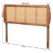 Baxton Studio Harris Mid-Century Modern Ash Walnut Finished Wood and Synthetic Rattan King Size Headboard - MG9734-Ash Walnut Rattan-HB-King