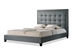 Baxton Studio Hirst  Gray Platform Bed- King Size - BBT6377-Grey-King