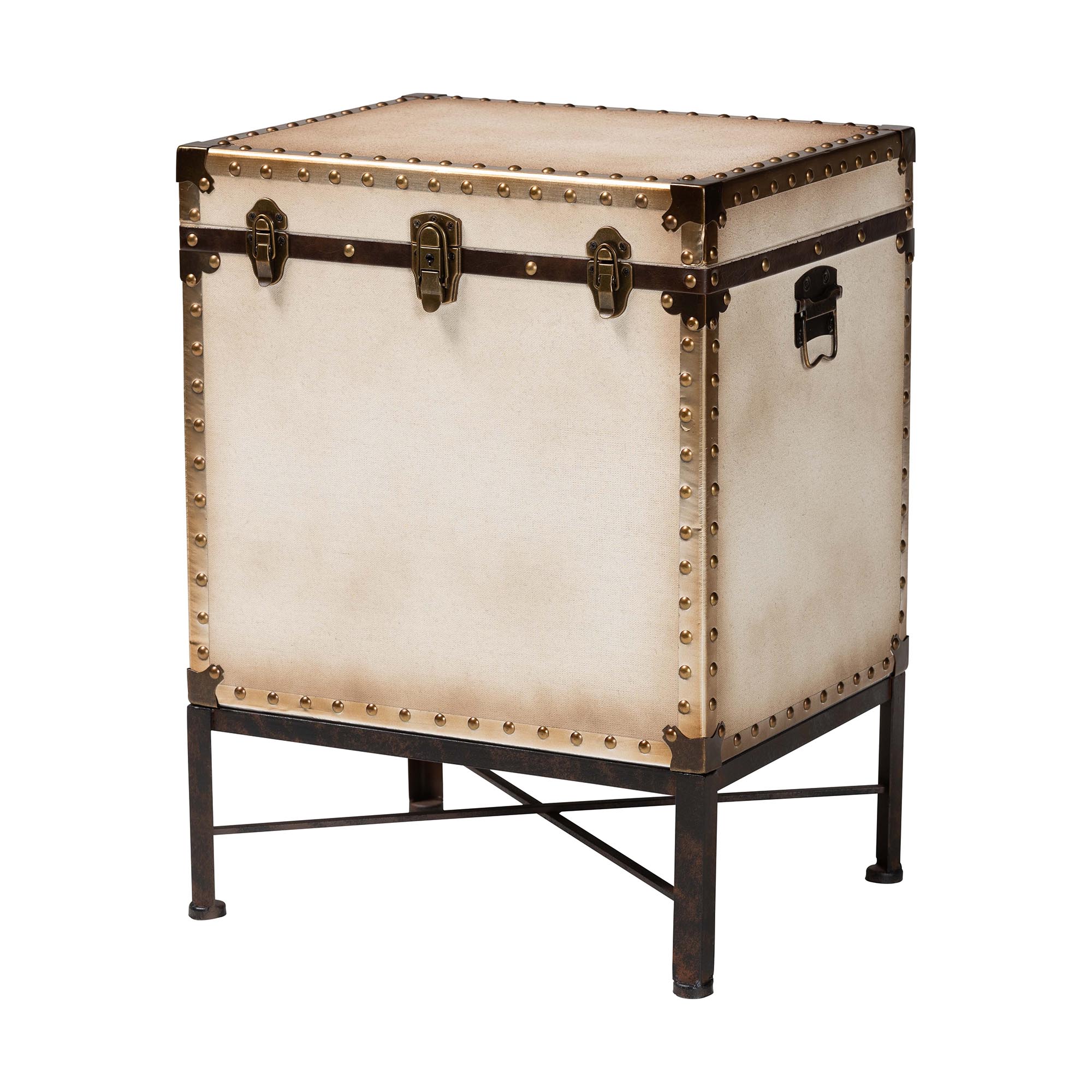 Baxton Studio Laura Vintage White Canvas Lift-Top Trunk End Table Baxton Studio restaurant furniture, hotel furniture, commercial furniture, wholesale living room furniture, wholesale end table, classic end table