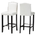 Baxton Studio Libra White Modern Bar Stool with Nail Head Trim (Set of 2) - BBT5111 Bar Stool-White