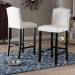 Baxton Studio Libra White Modern Bar Stool with Nail Head Trim (Set of 2) - BBT5111 Bar Stool-White