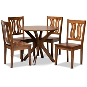 Baxton Studio Mare Modern and Contemporary Transitional Walnut Brown Finished Wood 5-Piece Dining Set Baxton Studio restaurant furniture, hotel furniture, commercial furniture, wholesale bar furniture, wholesale dining sets, classic dining sets