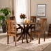 Baxton Studio Mare Modern and Contemporary Transitional Walnut Brown Finished Wood 5-Piece Dining Set - Mare-Walnut-5PC Dining Set