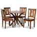 Baxton Studio Mare Modern and Contemporary Transitional Walnut Brown Finished Wood 5-Piece Dining Set - Mare-Walnut-5PC Dining Set