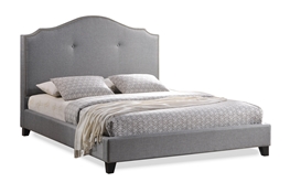 Baxton Studio Marsha Scalloped Gray Linen Modern Bed with Upholstered Headboard - King Size Baxton Studio Marsha Scalloped Gray Linen Modern Bed with Upholstered Headboard - King Size, wholesale furniture, restaurant furniture, hotel furniture, commercial furniture