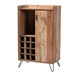 Baxton Studio Mathis Modern and Contemporary Rustic Brown Finished Wood and Black Metal Wine Storage Cabinet - WC8000-Rustic-Wine Cabinet