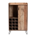 Baxton Studio Mathis Modern and Contemporary Rustic Brown Finished Wood and Black Metal Wine Storage Cabinet - WC8000-Rustic-Wine Cabinet