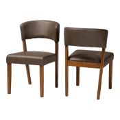 Baxton Studio Montreal Mid-Century Dark Walnut Wood Grey Faux Leather Dining Chair Baxton Studio restaurant furniture, hotel furniture, commercial furniture, wholesale dining room furniture, wholesale chairs, classic dining chairs