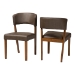 Baxton Studio Montreal Mid-Century Dark Walnut Wood Grey Faux Leather Dining Chair - RT281-CHR