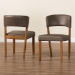 Baxton Studio Montreal Mid-Century Dark Walnut Wood Grey Faux Leather Dining Chair - RT281-CHR