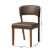 Baxton Studio Montreal Mid-Century Dark Walnut Wood Grey Faux Leather Dining Chair - RT281-CHR