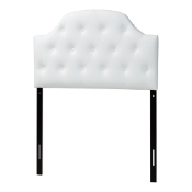 Baxton Studio Morris Modern and Contemporary White Faux Leather Upholstered Button-Tufted Scalloped Twin Size Headboard Baxton Studio restaurant furniture, hotel furniture, commercial furniture, wholesale bedroom furniture, wholesale headboards, classic twin size headboards