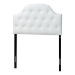 Baxton Studio Morris Modern and Contemporary White Faux Leather Upholstered Button-Tufted Scalloped Twin Size Headboard - BBT6496-White-Twin HB