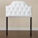 Baxton Studio Morris Modern and Contemporary White Faux Leather Upholstered Button-Tufted Scalloped Twin Size Headboard - BBT6496-White-Twin HB