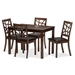 Baxton Studio Mozaika Black Leather Contemporary 5-Piece Dining Set1 table and 4 chairs - PCH 254SQ(S3)-DT/PCH 6339-DC(4)
