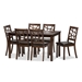 Baxton Studio Mozaika Wood and Leather Contemporary 7-Piece Dining Set1 table and 6 chairs - PCH305SQ (S3)/PCH 6339-DC(6)