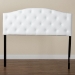 Baxton Studio Myra Modern and Contemporary Full Size White Faux Leather Upholstered Button-tufted Scalloped Headboard - BBT6505-White-Full HB