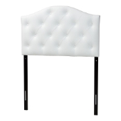 Baxton Studio Myra Modern and Contemporary White Faux Leather Upholstered Button-Tufted Scalloped Twin Size Headboard Baxton Studio restaurant furniture, hotel furniture, commercial furniture, wholesale bedroom furniture, wholesale headboards, classic twin size headboards