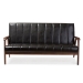 Baxton Studio Nikko Mid-century Modern Scandinavian Style Black Faux Leather 3 Pieces Living Room Sets - BBT8011A2-Black 3PC Set